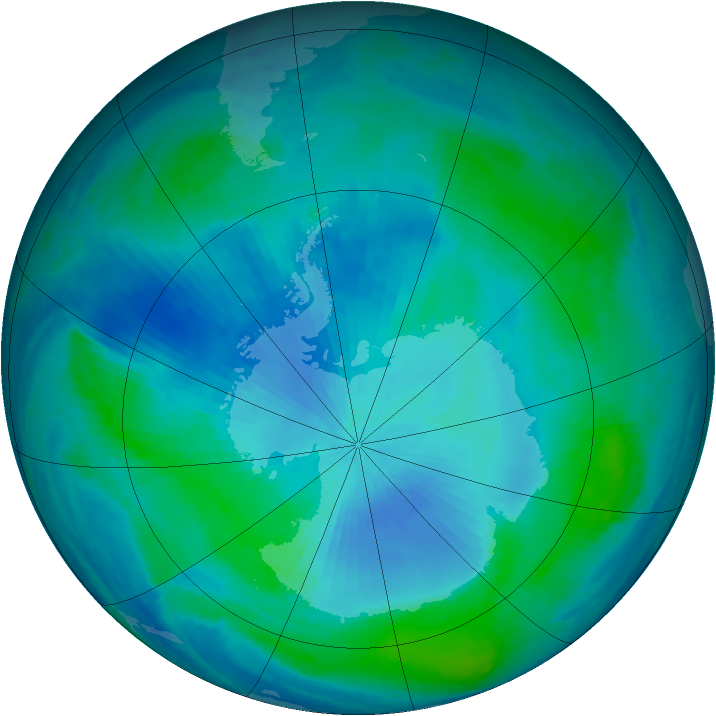 Antarctic ozone map for 24 February 2000
